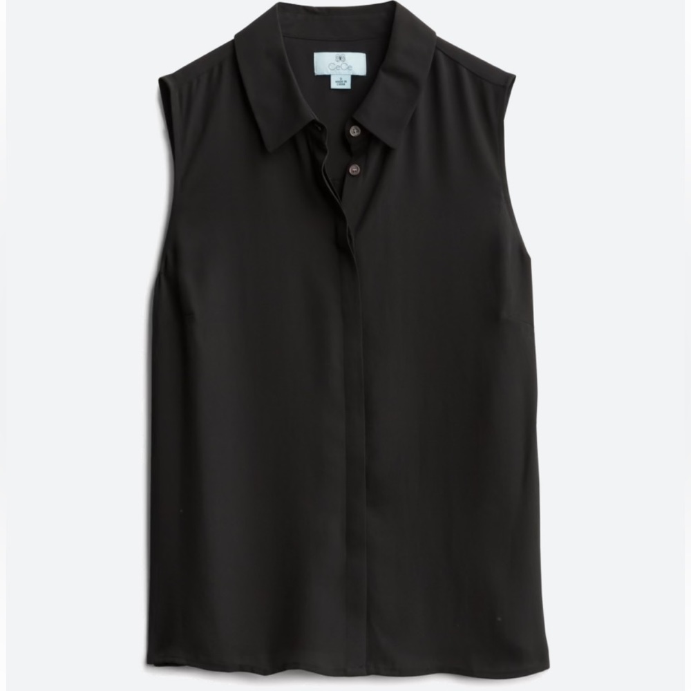 CeCe Sportswear Rendie Pleat Back Detail Blouse, Black, Size Small